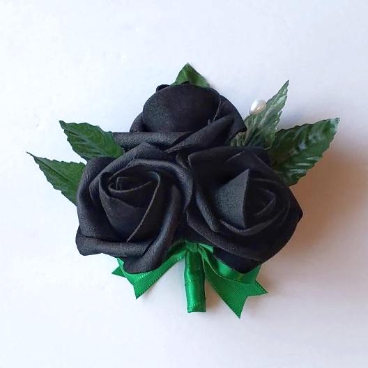 Black and Emerald Green Wedding Bouquet Made w/Real Touch Roses, Bridal Bouquet, Bridesmaid Bouquet and Matching Boutonnieres and Corsages