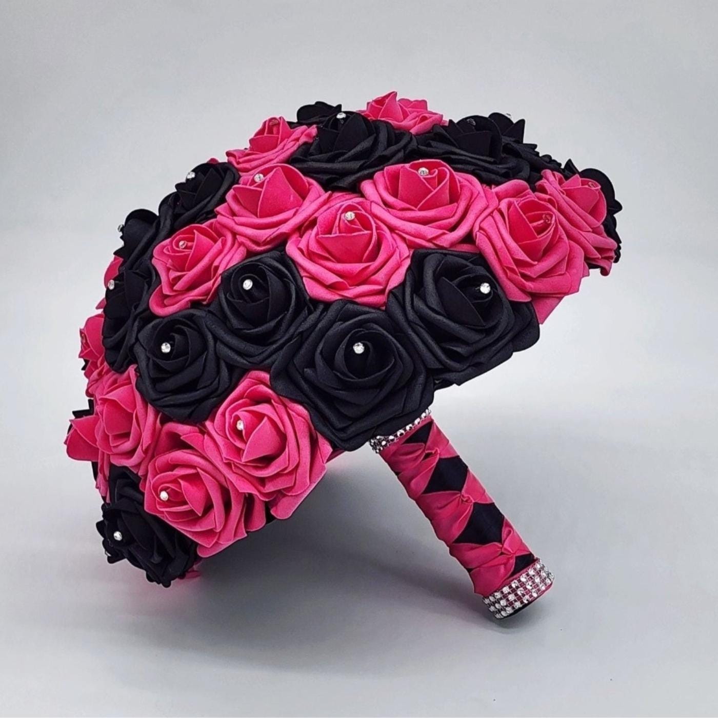 Hot pink and black bouquet