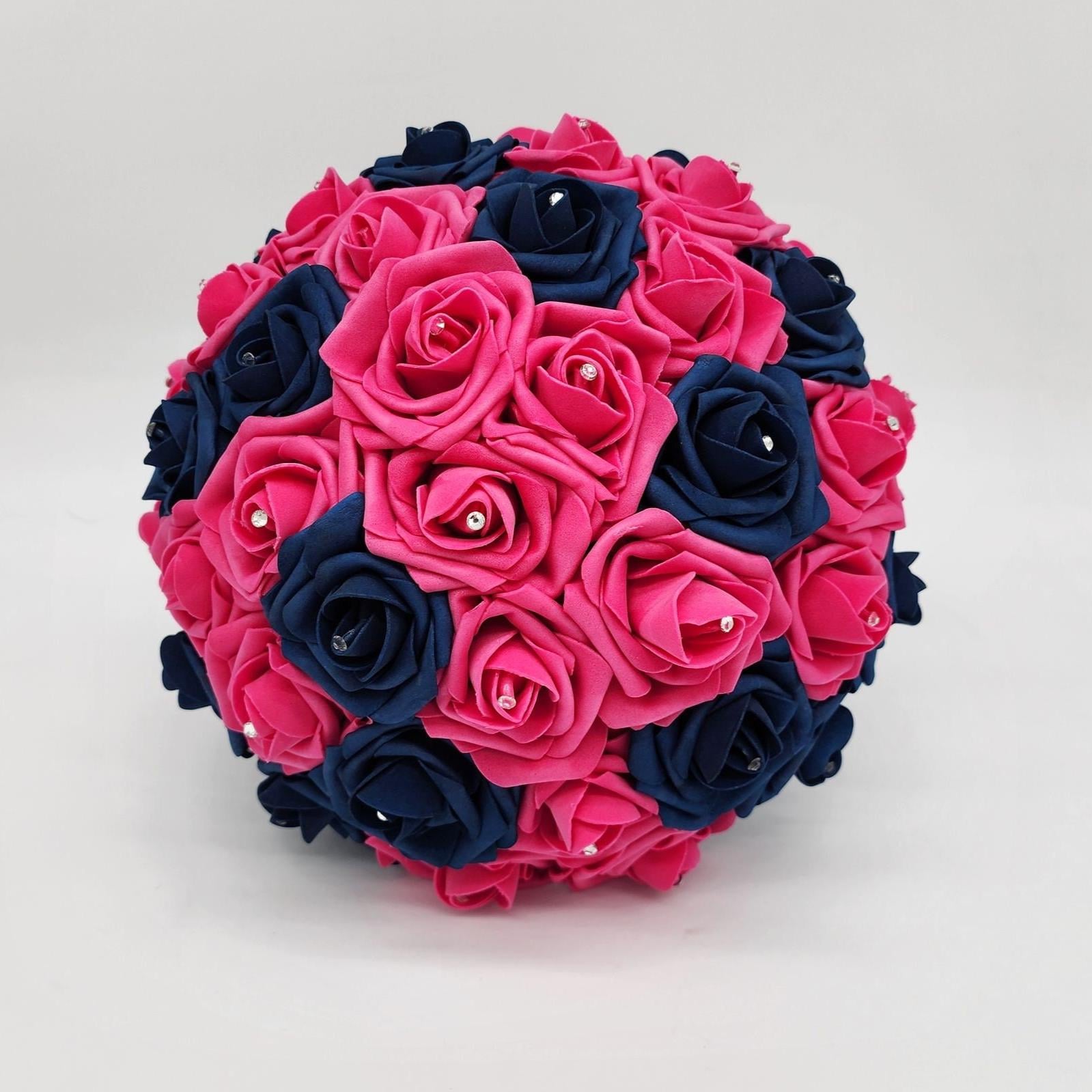 Hot pink and Navy bouquet