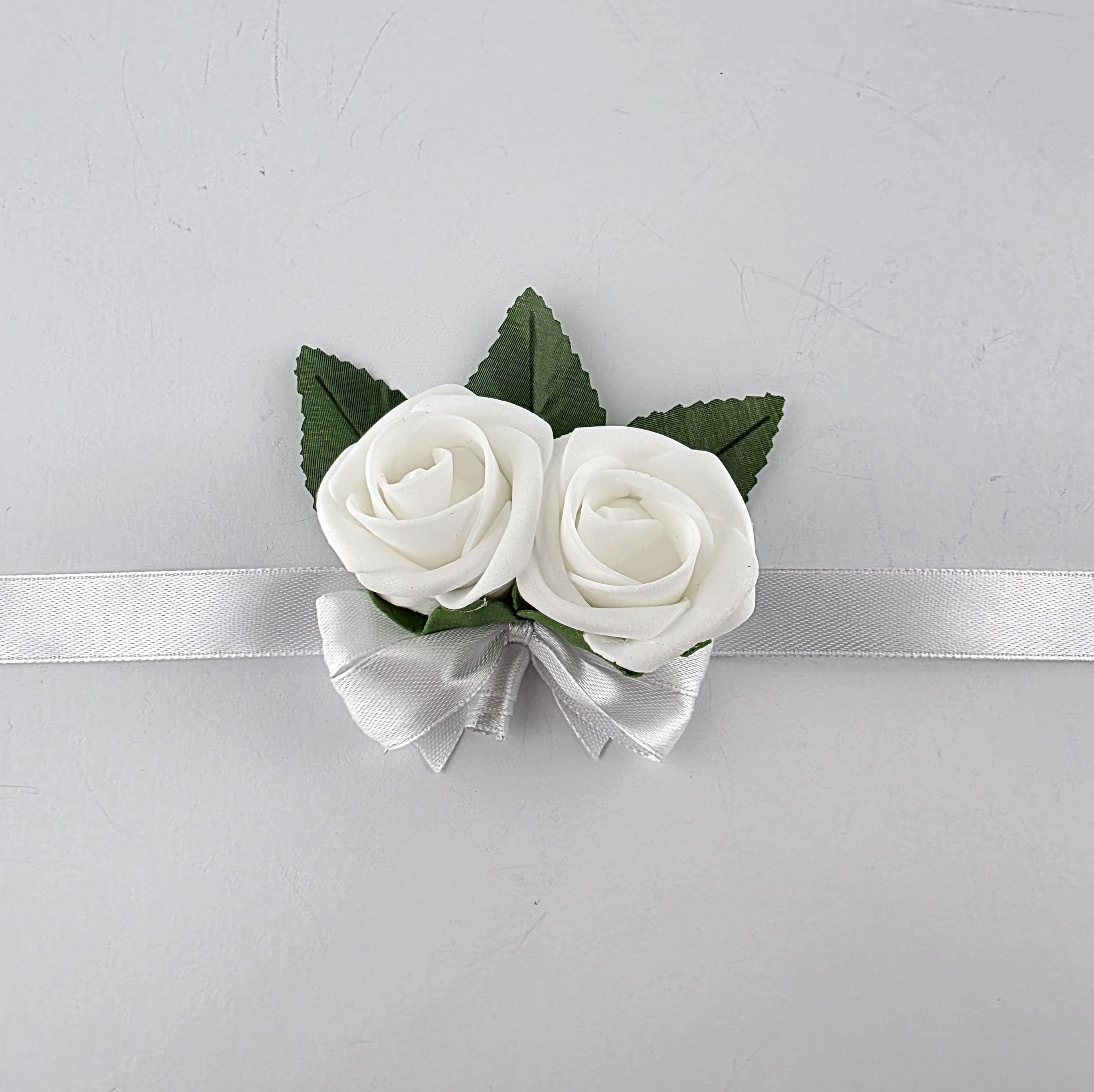 White Real Touch Roses Kids Boutonniere and Corsage Set – Child-Sized Wedding Accessories