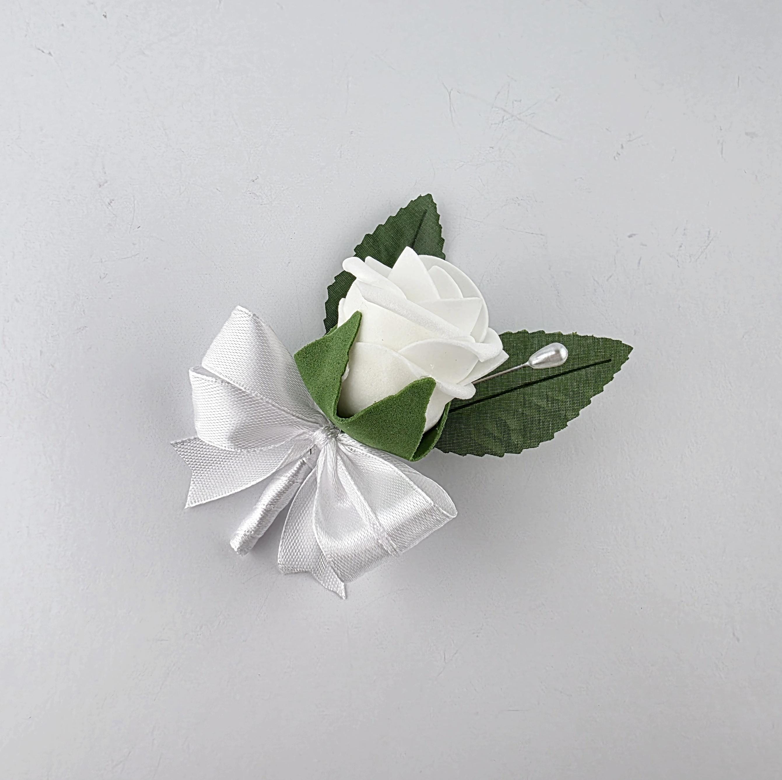 White Real Touch Roses Kids Boutonniere and Corsage Set – Child-Sized Wedding Accessories