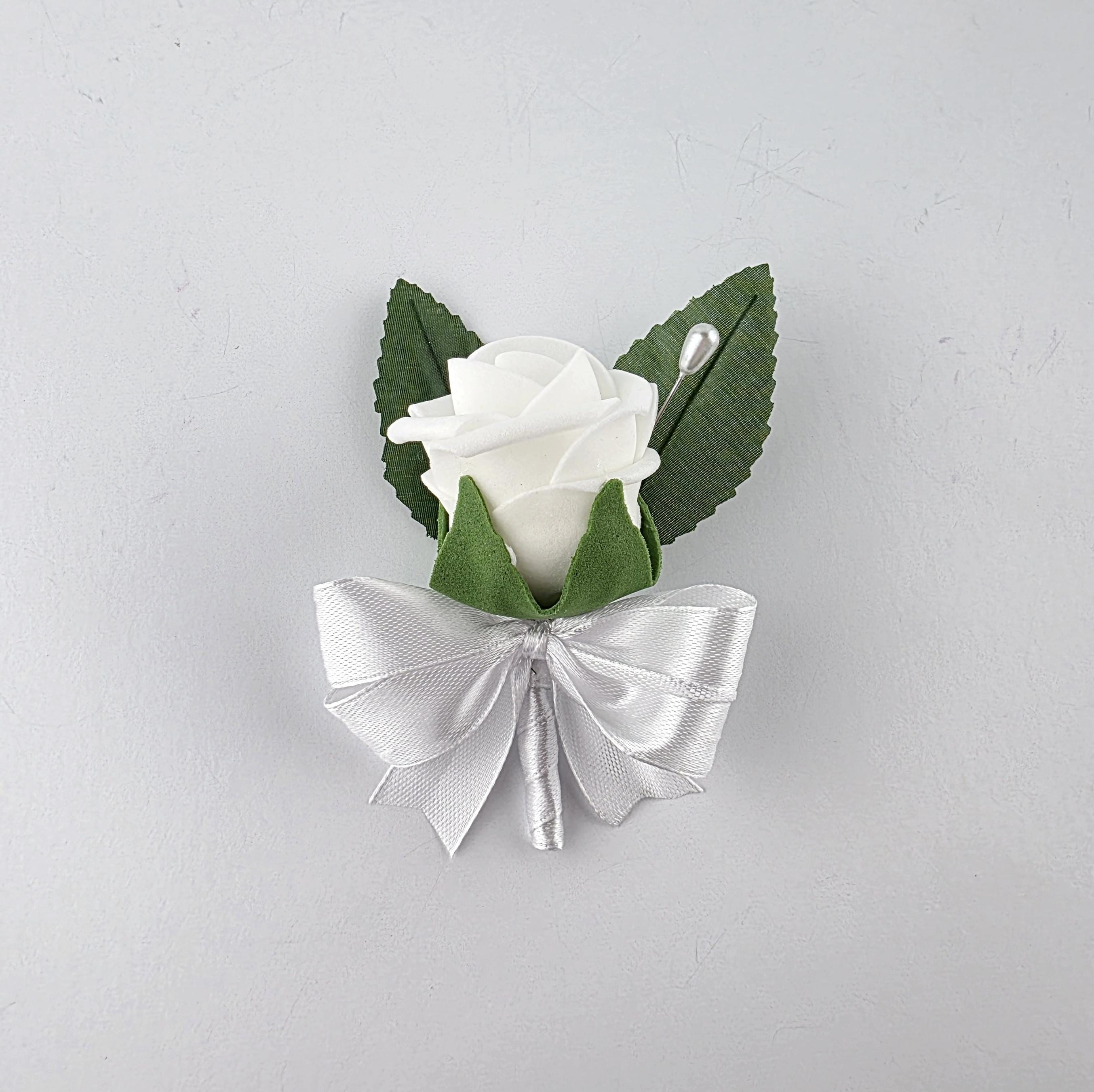 White Real Touch Roses Kids Boutonniere and Corsage Set – Child-Sized Wedding Accessories