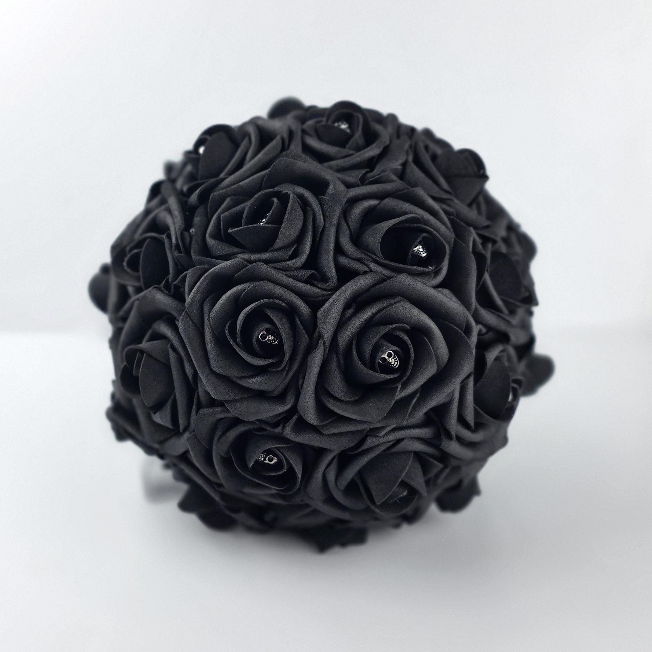 Black Skull Bouquet,Black Bouquet, Gothic Bouquet, Bridesmaid Bouquet,Toss Bouquet,Corsages,Boutonnieres,Halloween, Custom Colors Available