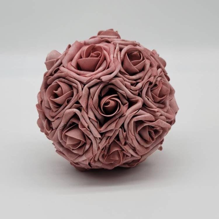 Dusty Rose Wedding Bouquet-Romantic Bridal Bouquet-Ivory Ribbon-Bridesmaid & Bridal Flowers- Custom Colors-Matching Boutonnieres/Corsages