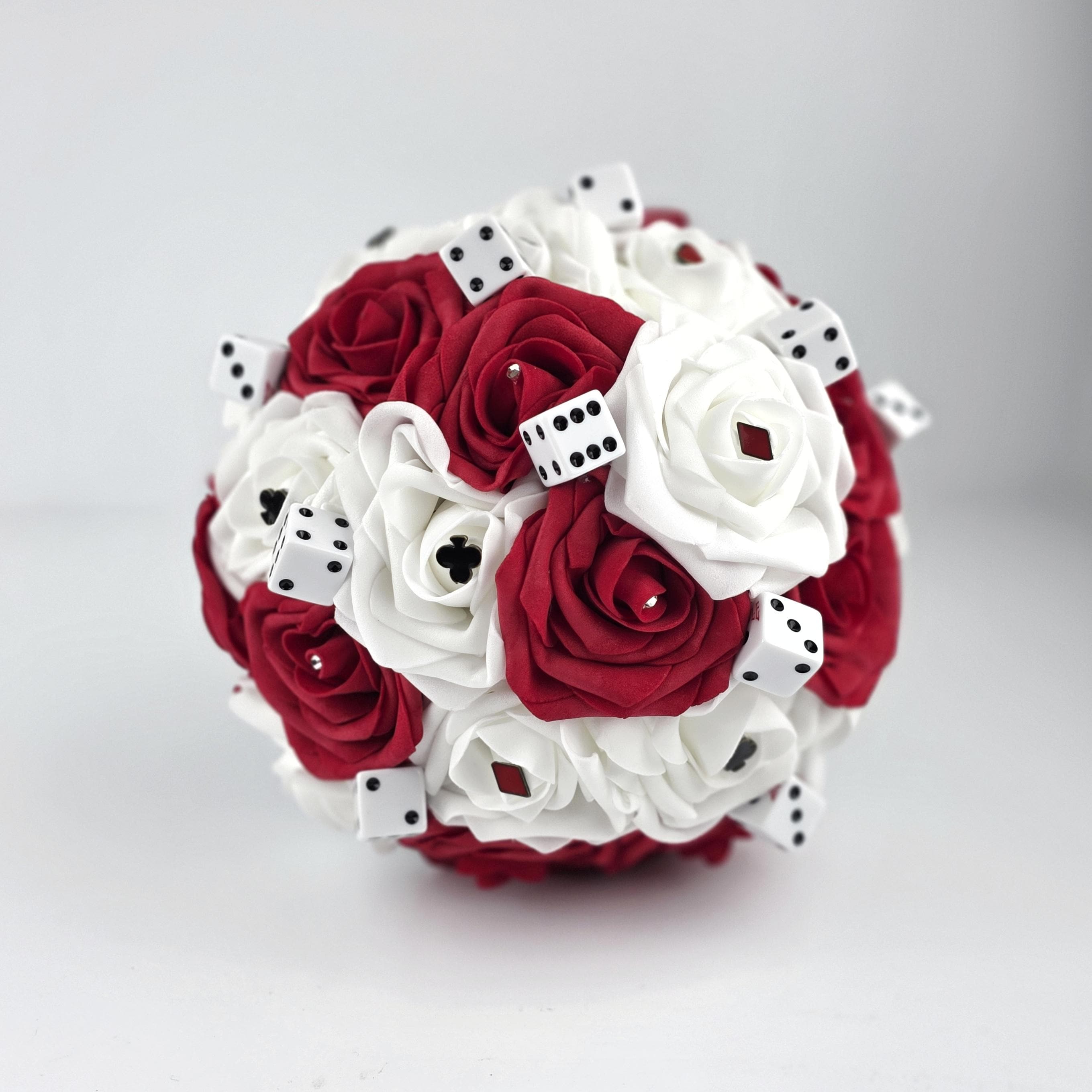 Las Vegas Themed Wedding Bouquet, Red And White Bridal Bouquet, Bridesmaid Bouquet, Matching Boutonnieres & Corsages, Destination Wedding