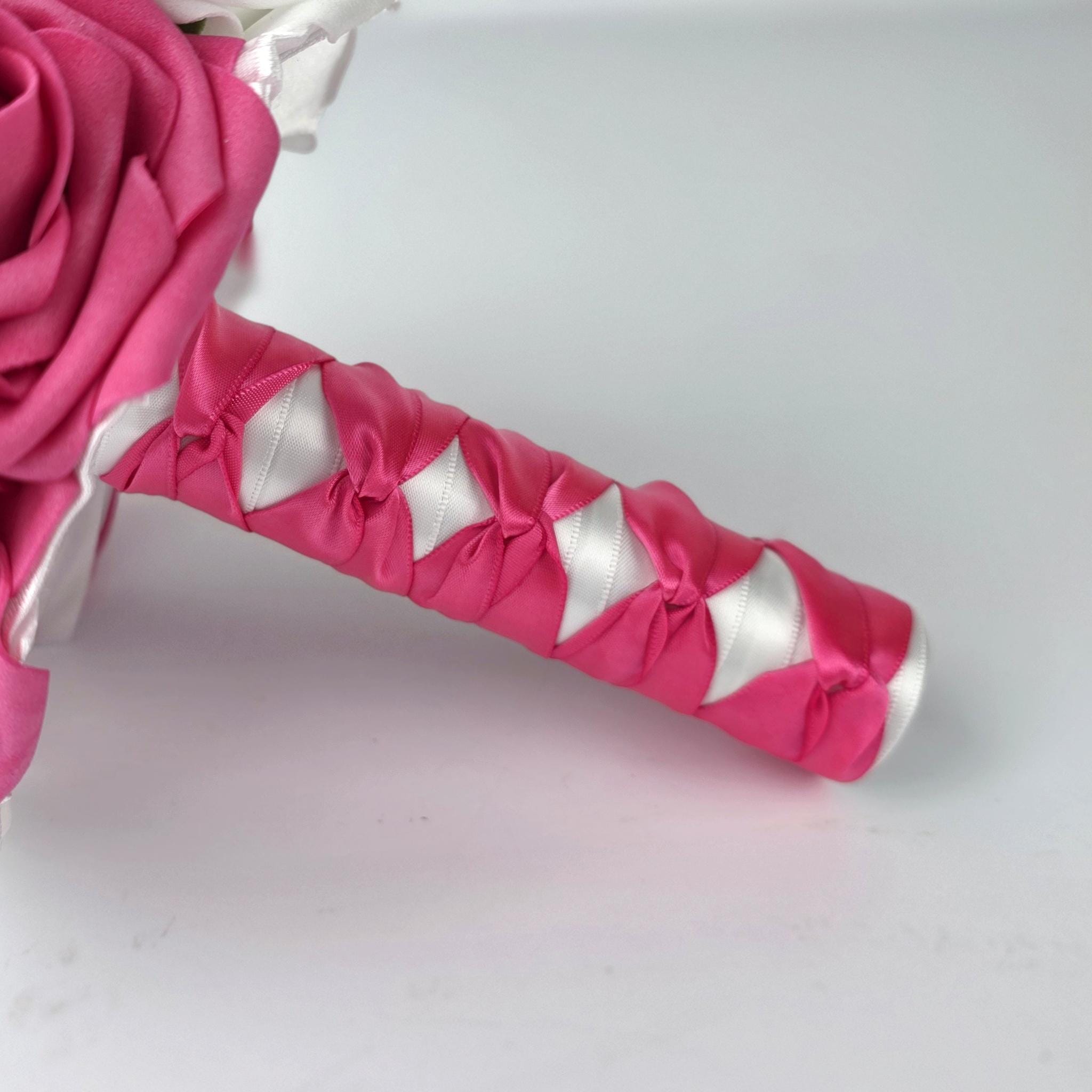Hot Pink and White Wedding Bouquet, Bridal, Bridesmaid, and Toss Bouquets Available, Matching Boutonnieres and Corsages Available