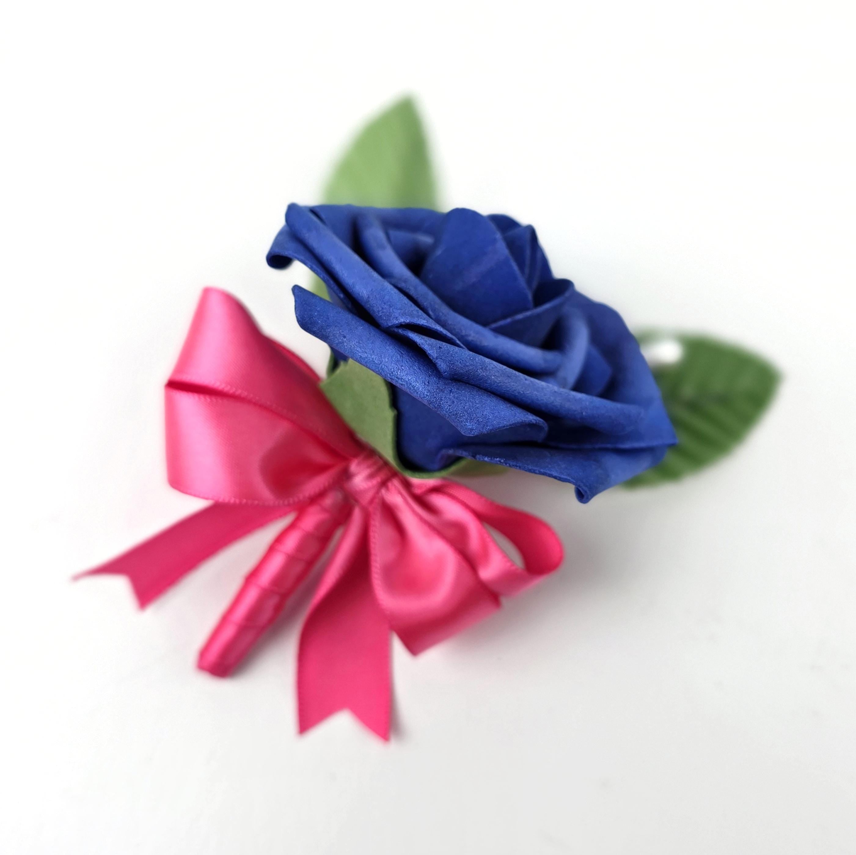 Hot Pink and Royal Blue Wedding Bouquet –Modern Bridal, Quinceañera & Prom, Matching Boutonniere and Corsage