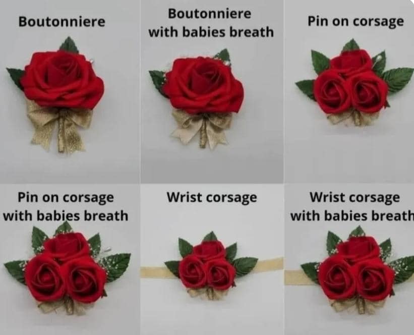 Red And Black Wedding Bouquet, Bridal Bouquet, Bridesmaid Bouquet and Matching Boutonniere and Corsages Available