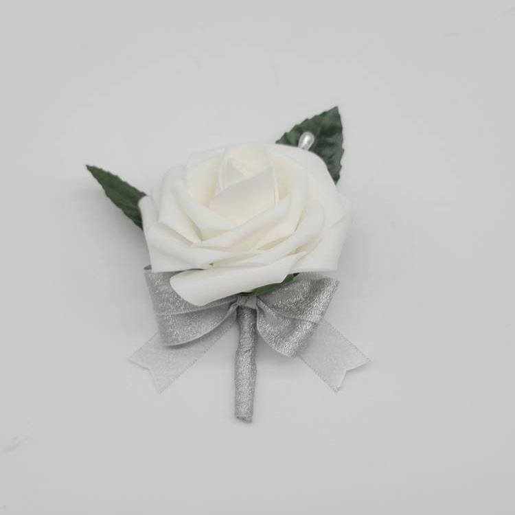 White and silver grooms rose