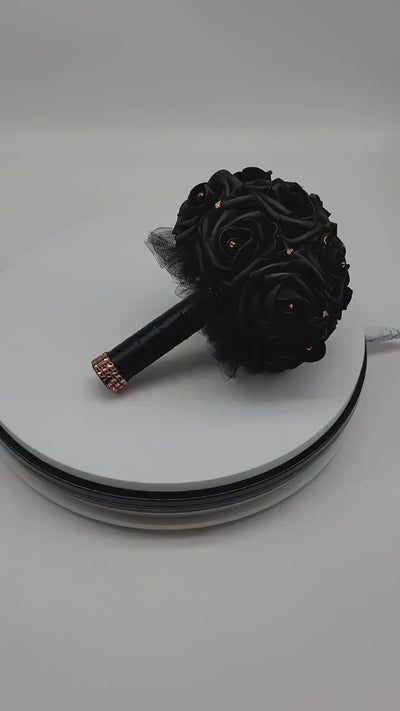 Black And Rose Gold Butterfly Bouquet, Rose Gold Bouquet, Bridesmaid Bouquet,Toss Bouquet, Corsages, Boutonnieres,27 Colors Available