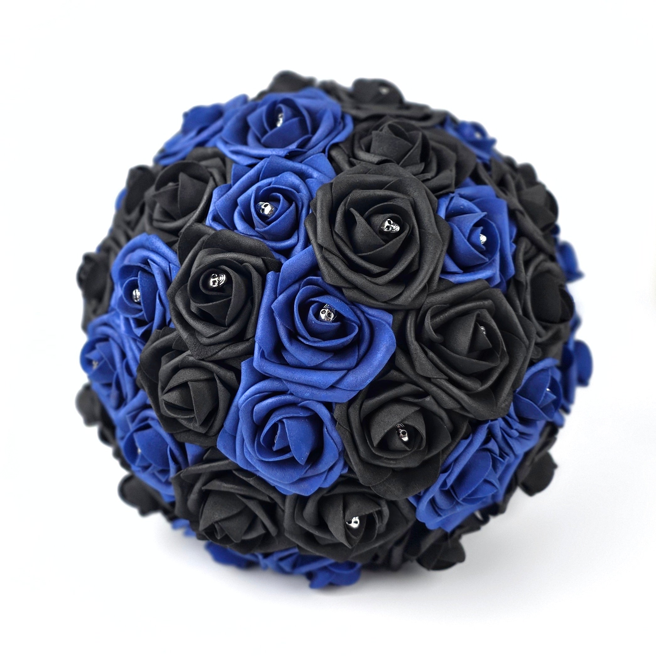 Gothic Royal Blue & Black Rose Toss Bouquet
