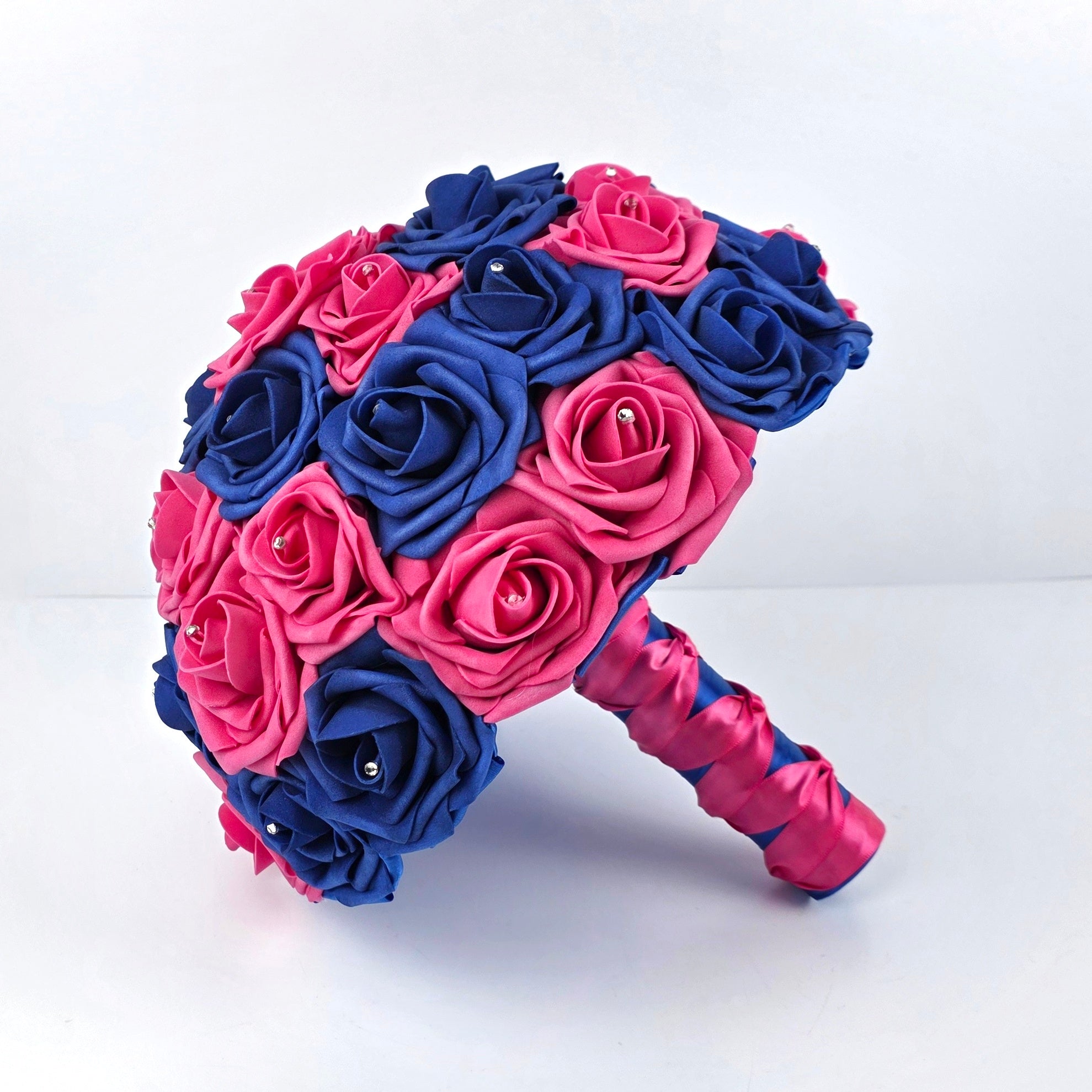 Hot Pink & Royal Blue Bridal Bouquet 10"
