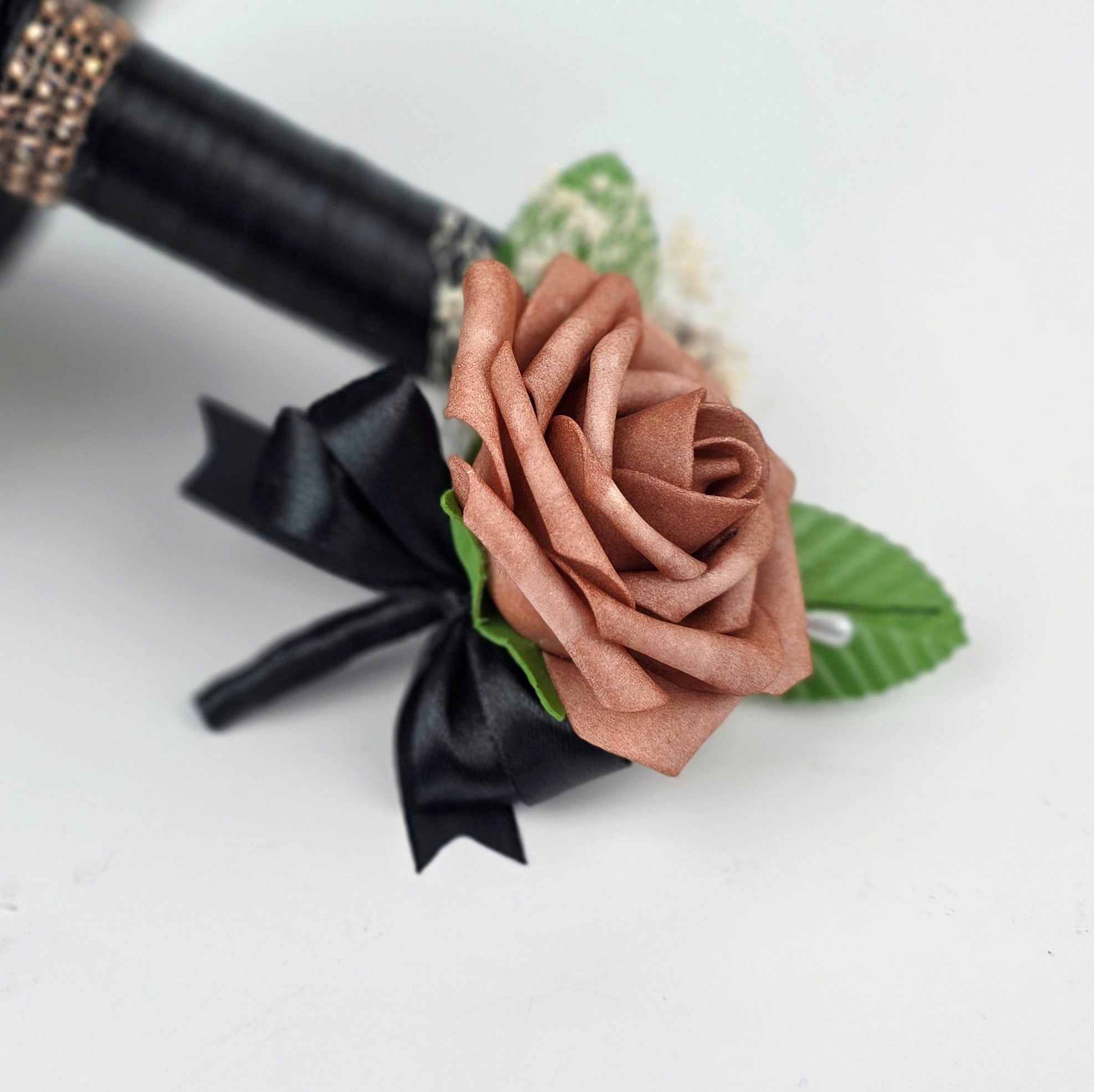 Dusty Rose, Black, & White-6" Toss Bouquet