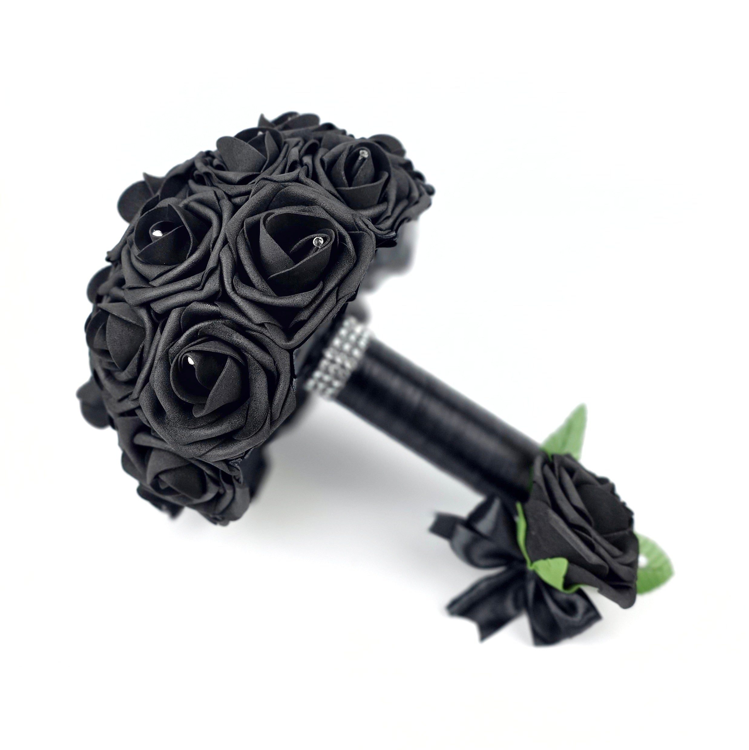 8" Black Rose Bridesmaid Bouquet