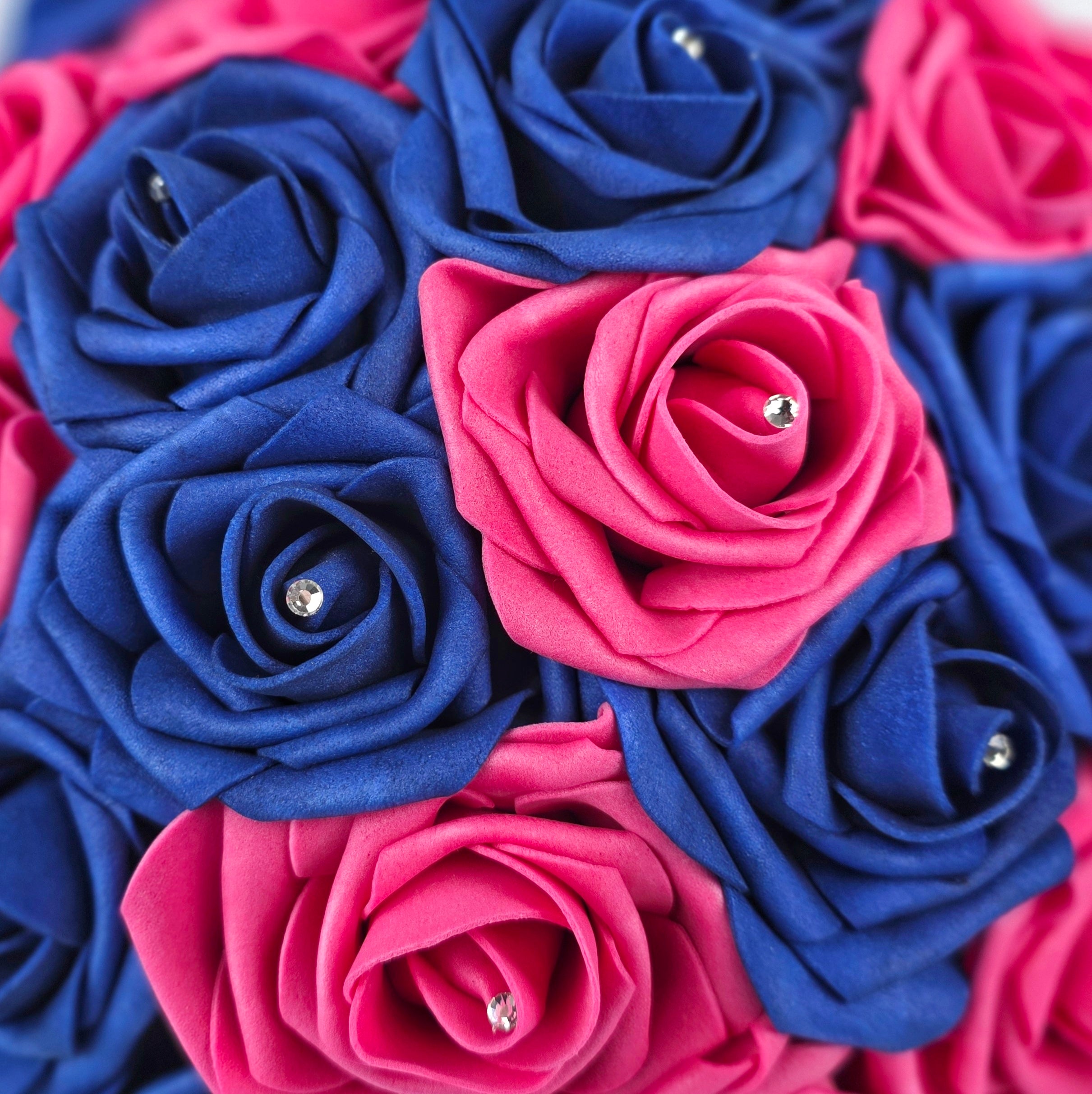 Hot Pink & Royal Blue Bridal Bouquet 10"