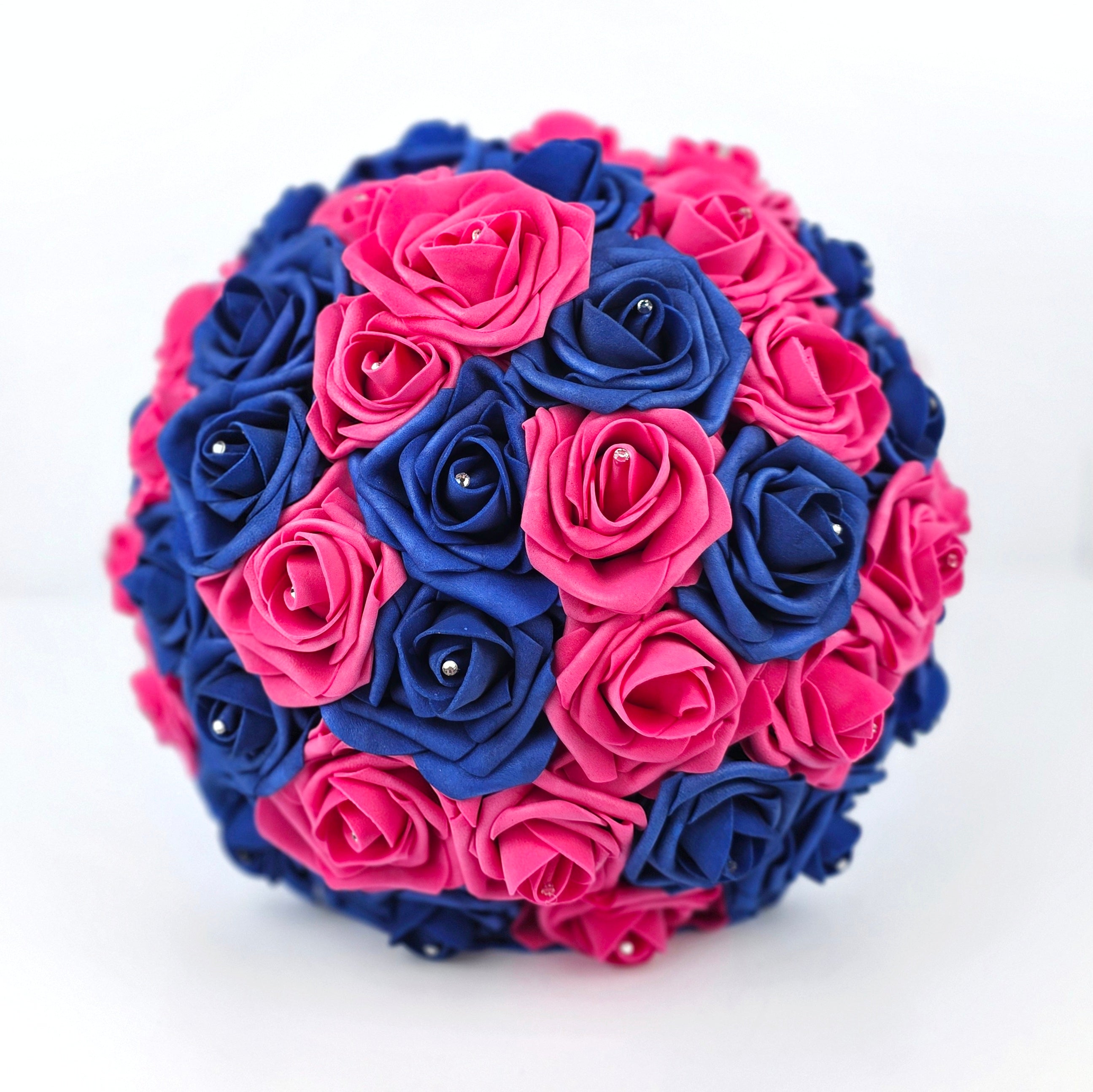 Hot Pink & Royal Blue Bridal Bouquet 10"