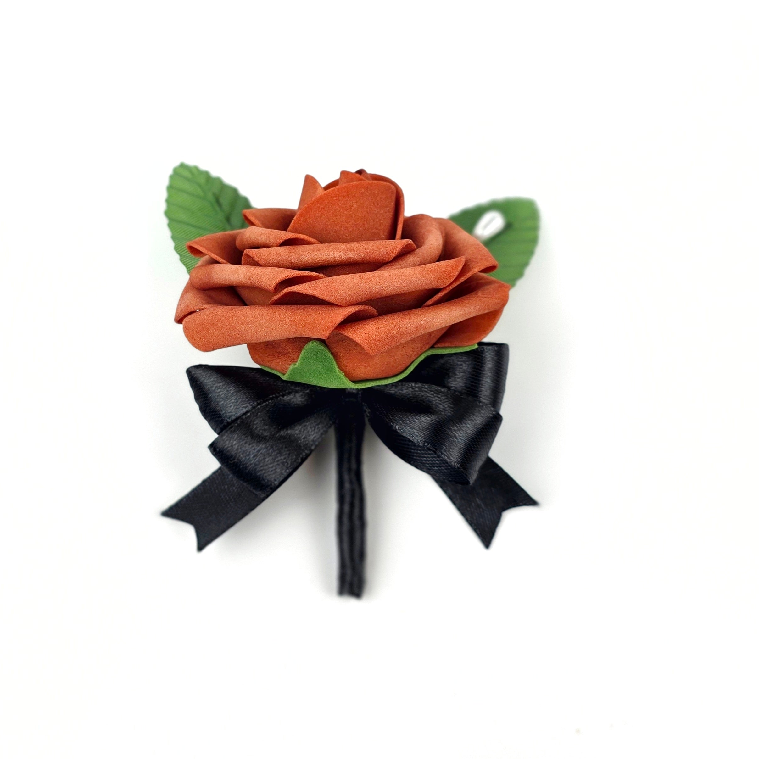 Burnt Orange Rose Boutonniere | Fall Wedding
