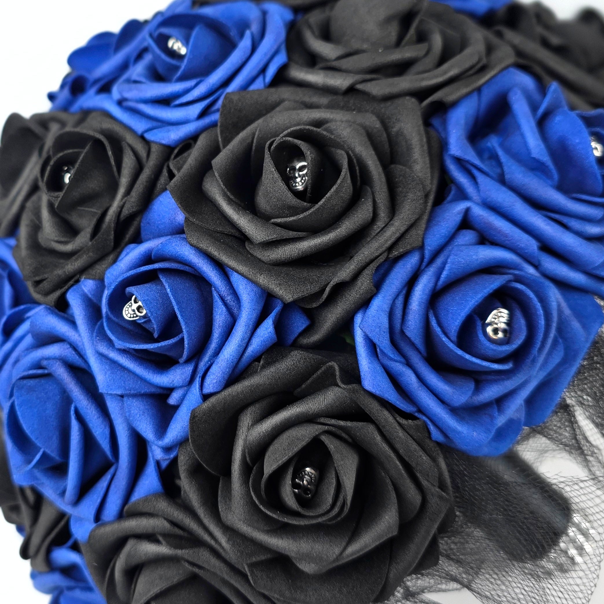 Gothic Royal Blue & Black Rose Toss Bouquet